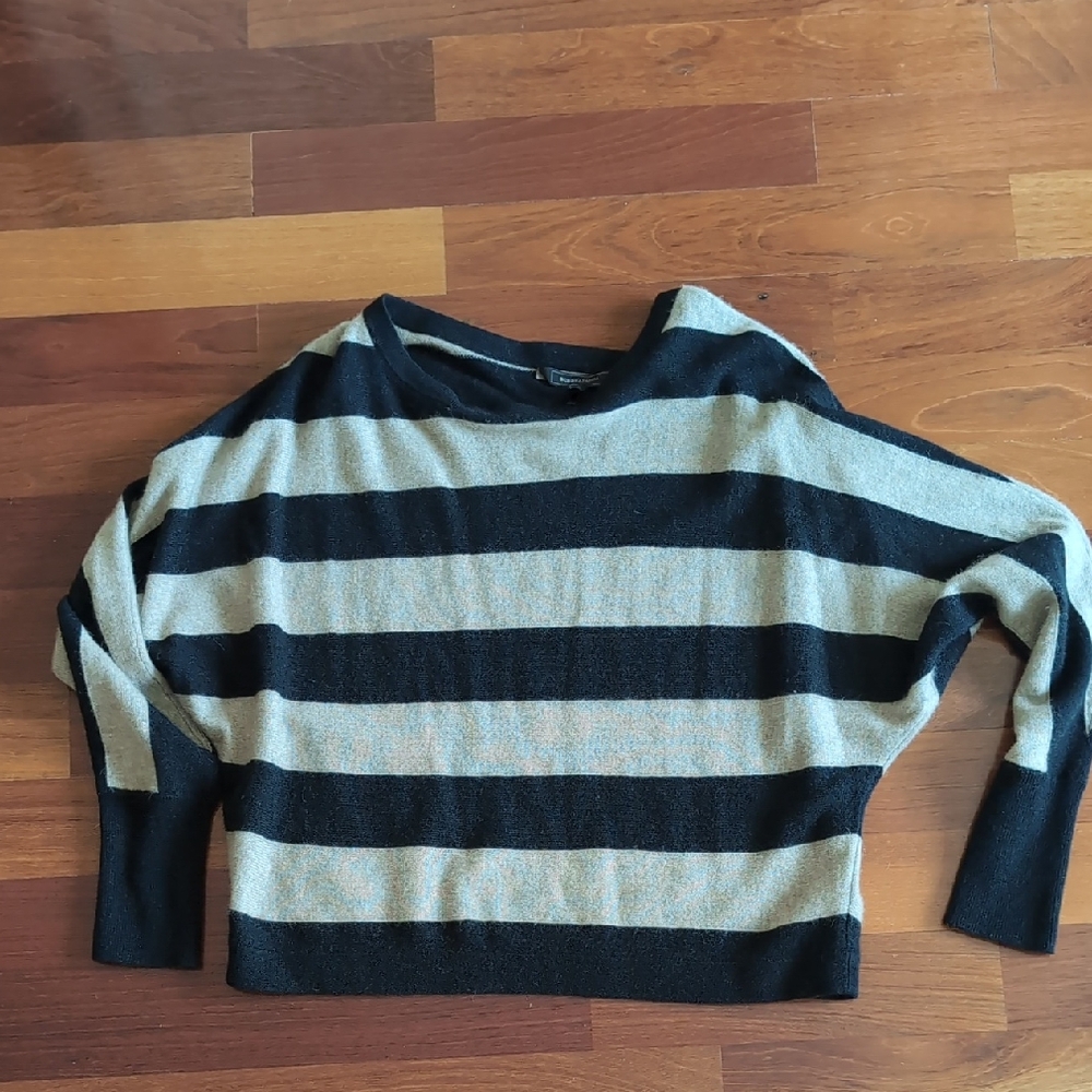 BCBG Striped Black and Tan Women's Sweater